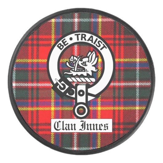 Clan Innes Wappen Abzeichen und Tartan Eishockey Puck (Vorderseite)