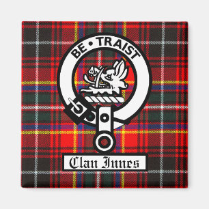 Clan Innes Wappen Abzeichen und Tartan Magnet