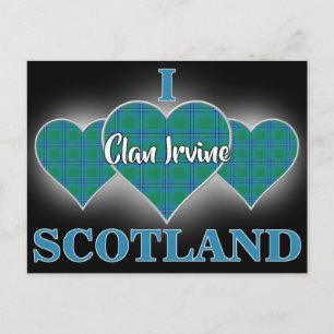 Clan Irvine I Liebe Scotland Tartan Herz Postkarte