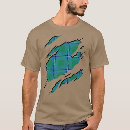 Clan Irvine Tartan Karierte Effekte T-Shirt (Vorderseite)