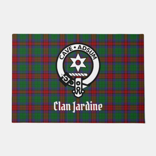 Clan Jardine Wappen Abzeichen und Tartan Fußmatte (Vorderseite)