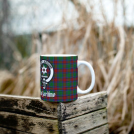 Clan Jardine Wappen Abzeichen und Tartan Kaffeetasse