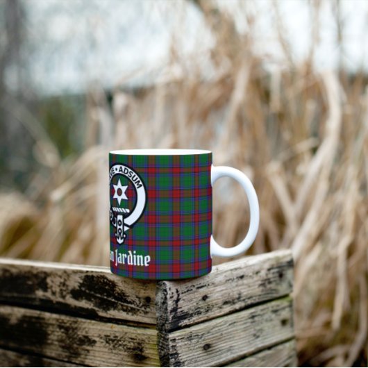 Clan Jardine Wappen Abzeichen und Tartan Kaffeetasse
