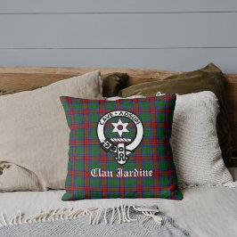 Clan Jardine Wappen Abzeichen und Tartan Kissen