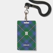 Clan Johnston Tartan Abzeichen Ausweis (Vorderseite mit Lanyard)