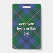 Clan Johnston Tartan Abzeichen Ausweis (Rückseite)