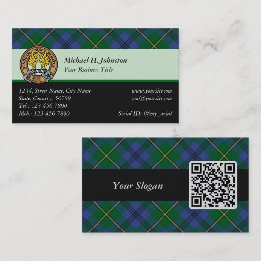 Clan Johnston Tartan Business Card Visitenkarte (Vorne/Hinten)