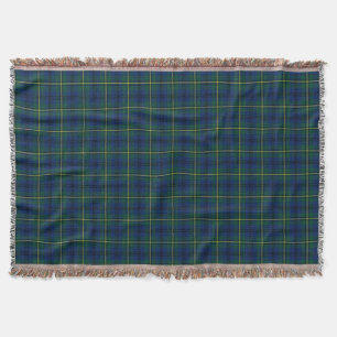 Clan Johnston Tartan Royalblau und Grün kariert Decke