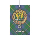 Clan Johnston Wappen über Tartan Autolufterfrischer (Vorderseite)