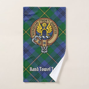 Clan Johnston Wappen über Tartan Badhandtuch Set