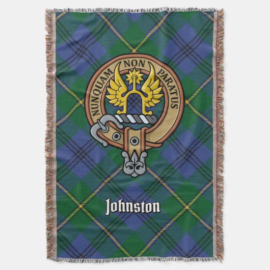 Clan Johnston-Wappen über Tartan Decke (Vorderseite Vertikal)