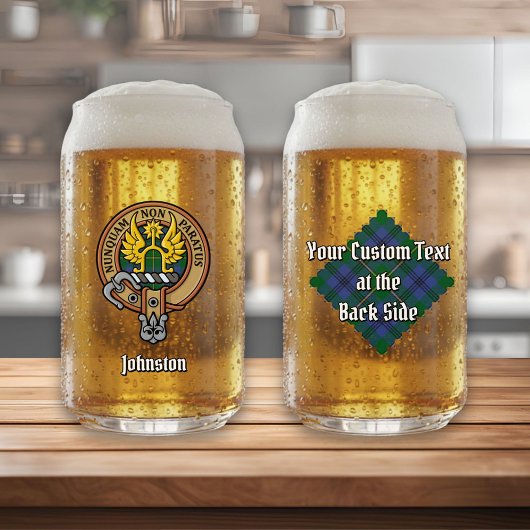 Clan Johnston Wappen über Tartan Dosenglas