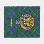 Clan Johnston Wappen über Tartan Fleecedecke (Vorderseite (Horizontal))