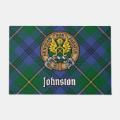Clan Johnston Wappen über Tartan Fußmatte (Vorderseite)