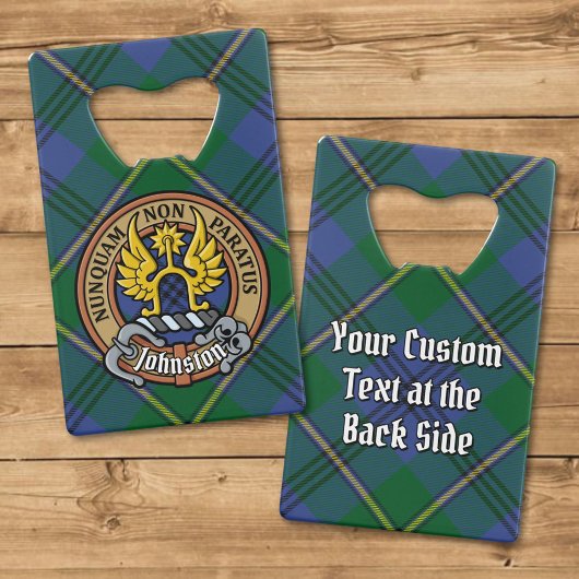 Clan Johnston-Wappen über Tartan Geldbeutel Flaschenöffner