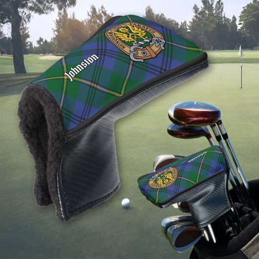 Clan Johnston Wappen über Tartan Golf Headcover