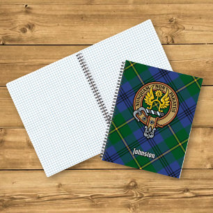 Clan Johnston Wappen über Tartan Notizblock
