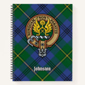 Clan Johnston Wappen über Tartan Notizblock (Vorderseite)