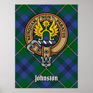 Clan Johnston Wappen über Tartan Poster