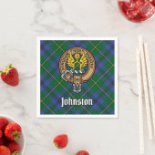 Clan Johnston Wappen über Tartan Serviette (Beispiel)