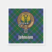 Clan Johnston Wappen über Tartan Serviette (Vorderseite)