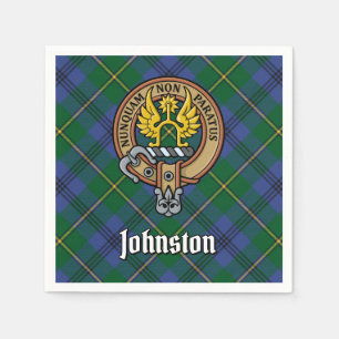 Clan Johnston Wappen über Tartan Serviette