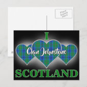 Clan Johnstone I Liebe Scotland Tartan Heart Postkarte (Vorne/Hinten)