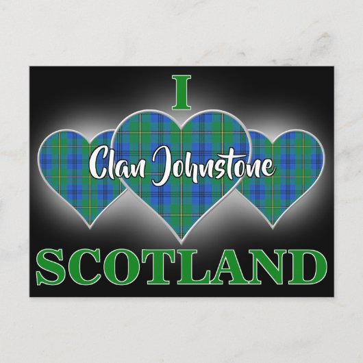 Clan Johnstone I Liebe Scotland Tartan Heart Postkarte (Vorderseite)