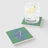 Clan Johnstone Johnston Tartan Custom Monogram Steinuntersetzer (Seitenansicht)