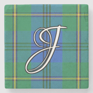 Clan Johnstone Johnston Tartan Custom Monogram Steinuntersetzer