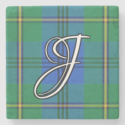Clan Johnstone Johnston Tartan Custom Monogram Steinuntersetzer (Vorderseite)