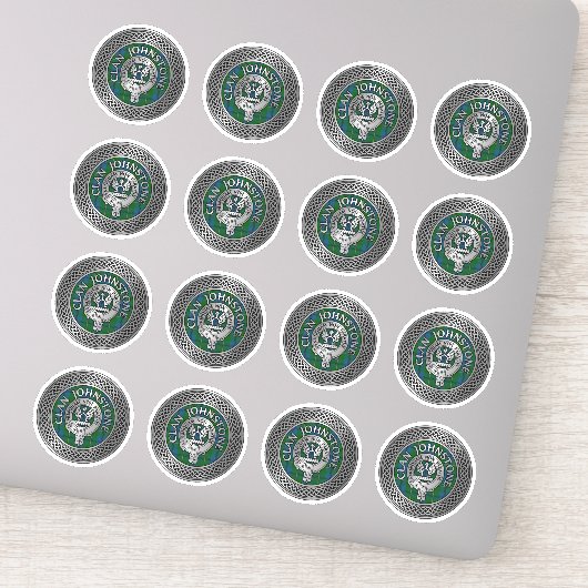 Clan Johnstone Wappen & Tartan Knot Aufkleber (Detail)