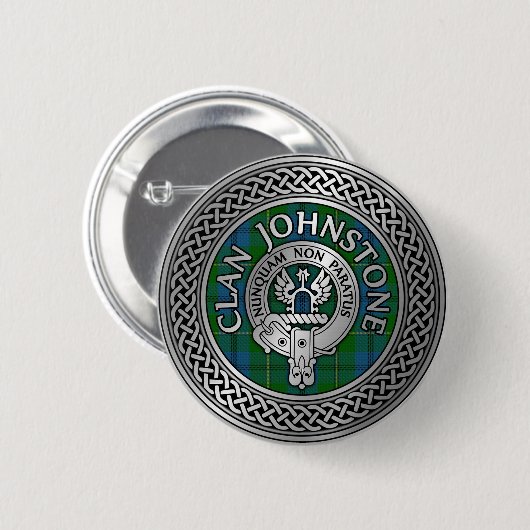 Clan Johnstone Wappen & Tartan Knot Button (Vorne & Hinten)