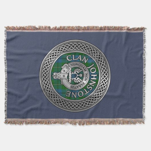 Clan Johnstone Wappen & Tartan Knot Decke (Vorderseite)