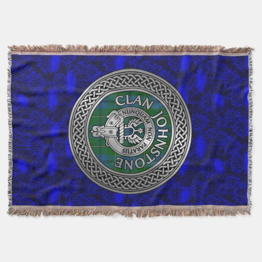 Clan Johnstone Wappen & Tartan Knot Decke (Vorderseite)