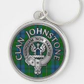 Clan Johnstone Wappen & Tartan Knot Schlüsselanhänger (Vorne)