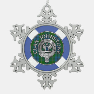 Clan Johnstone Wappen & Tartan Schneeflocken Zinn-Ornament