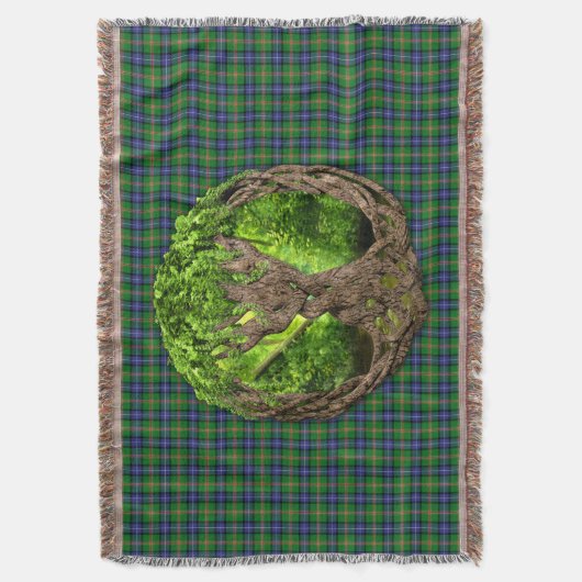 Clan Jones Tartan und keltischer Baum des Lebens Decke (Vorderseite Vertikal)