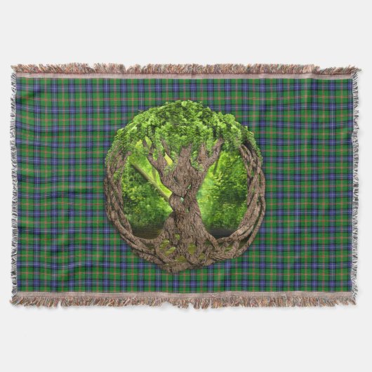 Clan Jones Tartan und keltischer Baum des Lebens Decke (Vorderseite)
