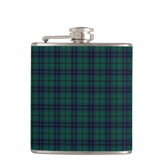 Clan Keith Dark Green Modern Scottish Tartan Flachmann (Vorderseite)