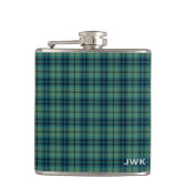 Clan Keith Light Green Scottish Tartan Monogram Flachmann (Vorderseite)