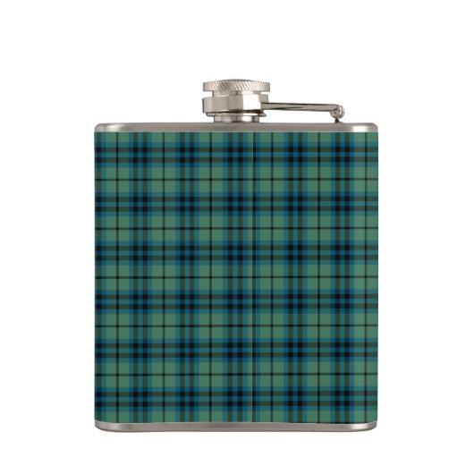 Clan Keith Light Green Scottish Tartan Monogram Flachmann (Rückseite)