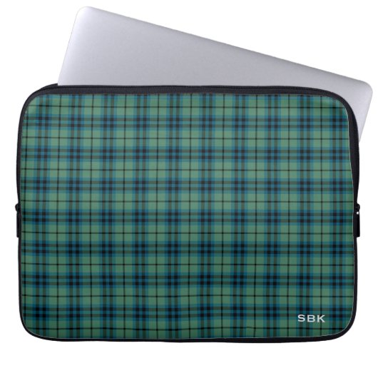 Clan Keith Tartan Green Kariert Mit Monogramm Laptopschutzhülle (Vorderseite)