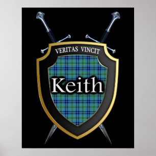 Clan Keith Tartan Scottish Shield & Schwerter Poster