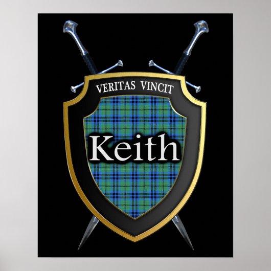 Clan Keith Tartan Scottish Shield & Schwerter Poster (Vorne)