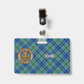 Clan Keith Wappen über Tartan Ausweis (Vorderseite mit Clip)