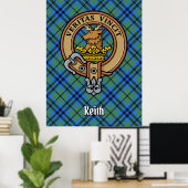 Clan Keith Wappen über Tartan Poster (Heimbüro)