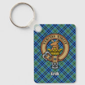 Clan Keith Wappen über Tartan Schlüsselanhänger (Vorderseite)