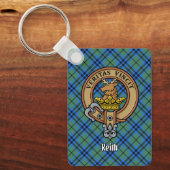 Clan Keith Wappen über Tartan Schlüsselanhänger (Vorderseite)