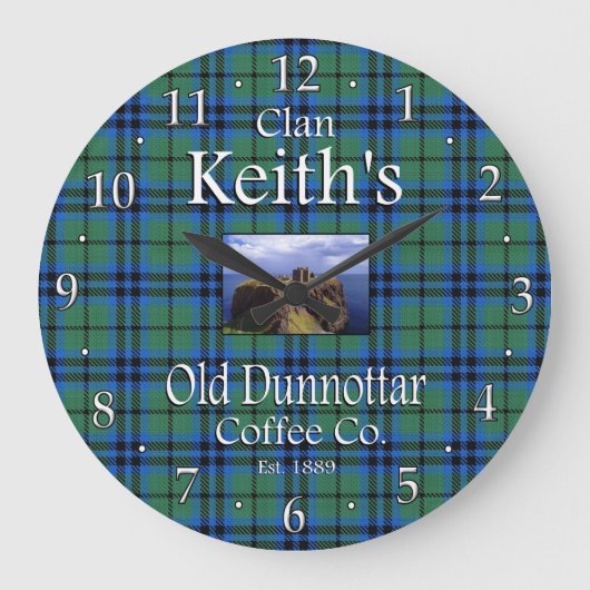Clan Keith's Old Dunnottar Coffee Co. Große Wanduhr (Vorderseite)